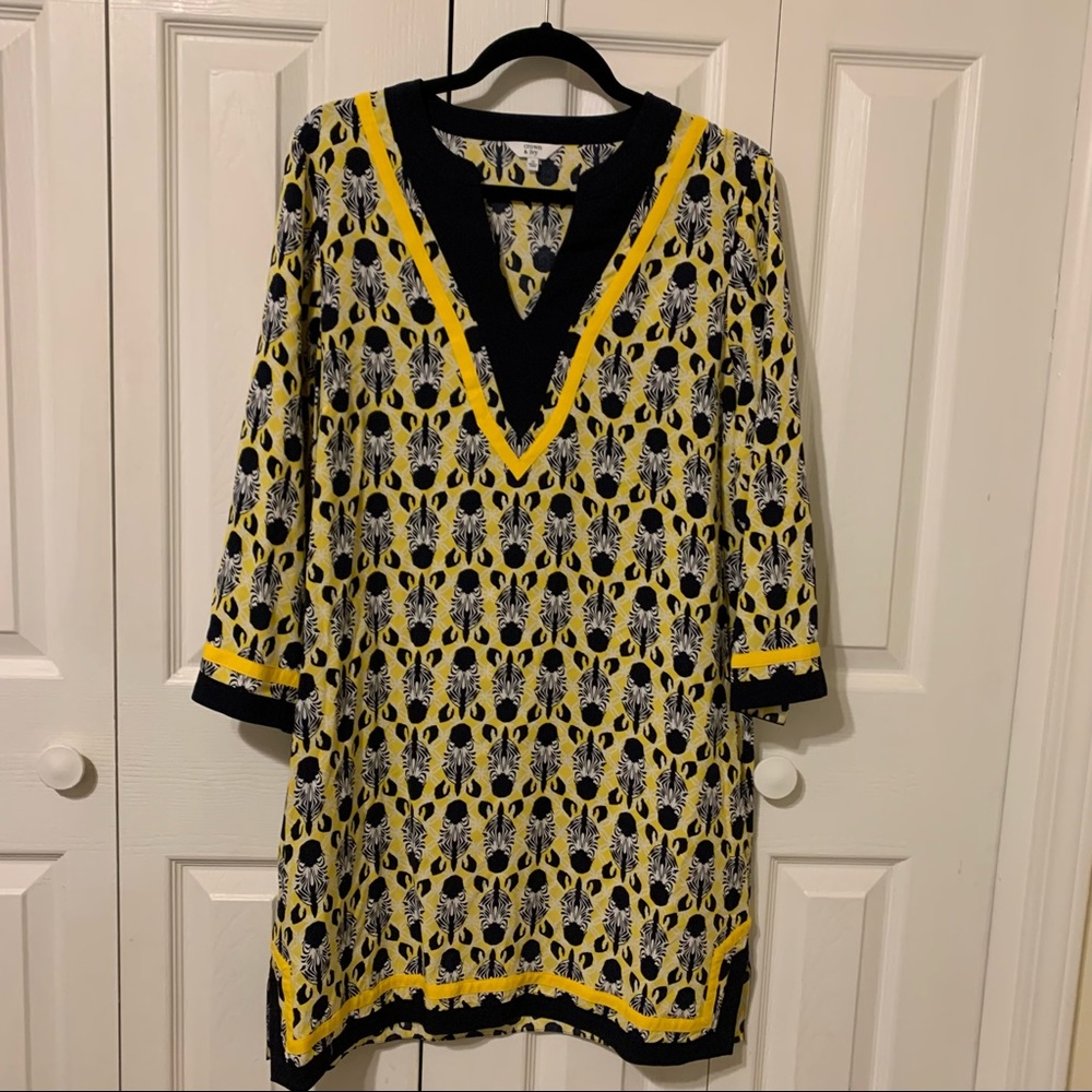 crown & ivy, Size 12, Shift Dress, Yellow White & Navy